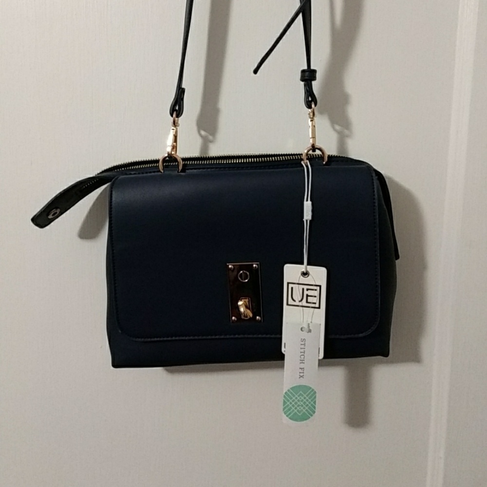 NWT Navy Vegan Faux Leather Crossbody Purse